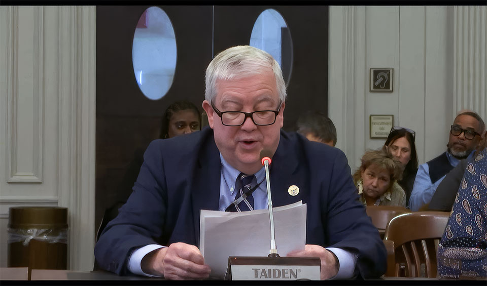 Michael Egenton providing testimony at NJ Assembly Budget Committee hearing